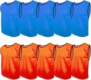 SPORTSBIBS 10 Pack Vests Mesh Strong Pinnies Lot of Sports Kids Youth and Adults Scrimmage Team Bibs