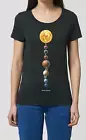 Ladies Tee T-Shirt PLANETS Astronomy Space Sun Moon Stars Telescope Novelty