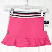 Ralph Lauren A-Line Skirt Girl's 6X Pink Pull On Short Ruffle Stretch Knit New
