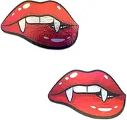 [PASTEASE] Halloween Pasties - Vampire Fangs Pasties Red Holographic Biting Lip Nipple Covers for Festivals, Raves, & Lingerie | Halloween Costume Accessory | Waterproof, Latex Free & Made in USA, Red,
