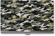 [QWNMD] Business Card Case Box Buckle Style Shut Metal Business Card Holder Abstract Camouflageprinted Slim Purse Name Card Holders for Business Cards Men Women