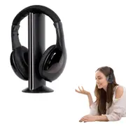 5 in 1 Wireless Headphones Rechargeable PC TV Radio Home Headset with Mic