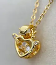 Fifth Ave Gold Rhinestone Deer Pendant Necklace