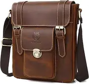 [LUKZIJAES] Genuine Leather Shoulder Bag Small Men Messenger Handbag Sling Crossbody Bag for Business Everyday Travel