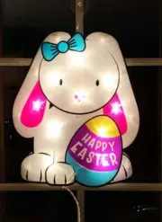 Lighted Easter Shimmer Bunny with Egg Window/Wall/Door/Yard Decor - FREE SHIP