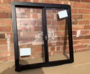 860h x 850w BRAND NEW Aluminum Sliding window TEXTURA BLACK Clear Float