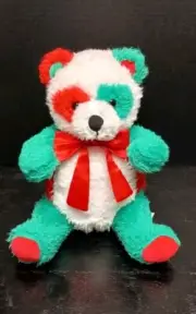 Holiday Christmas Panda Sitting Plush Red Green White Rare HTF BAB Retired