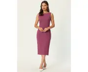 Hobemty Sleeveless Boat Neck Sheath Dress