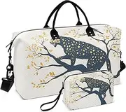 [ZRYSMY] Duffel Bag for Traveling, Leopard Branch Bird Travel Bag Gym Bag, with Multiple Interior Pockets Shoulder Weekender Bag for Women Men with Toiletry Bag 20.5L x 1.9W x 13.8H, Multi-Colored, one