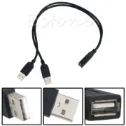 New USB 2.0 FeMale to 2 Dual male Y Splitter Hub Cord Adapter Cable 26cm