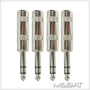4 Qty, 1/4" Audio Connectors, Stereo 6.35 mm Male Plug, TRS, Nickel