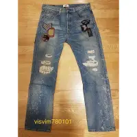 在飛比找蝦皮購物優惠-Levi’s 黑豹貼布 破壞 水洗 牛仔褲 w32