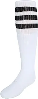 [Jefferies Socks] Kid's Striped Knee-High Tube Socks (1 Pair), Small (Shoe Sizes 9-1), Black