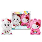 Care Bears Hello Kitty and Cheer Bear Plush 10" 2pk