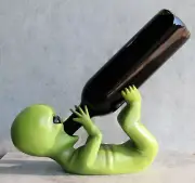 Extra Terrestrial Alien UFO Outer Space Colony Wine Bottle Holder Figurine Decor
