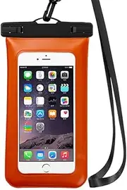 Waterproof Cell Phone Pouch for iPhone 15 14 13 Pro Max Plus and More Up to 7 Inches Orange