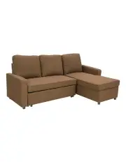 [Laura Hill] Sarantino 3-Seater Corner Sofa Bed Lounge Storage Chaise Couch Brown