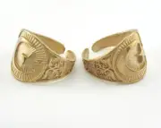 Signet Ring Crescent Star Adjustable Ring Raw brass (20mm 10US inner size) 3827