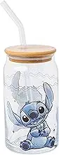 Silver Buffalo Stitch Blogger Good Day Sparkles Glass Tumbler w Bamboo Lid and Glass Straw, 16 Ounces