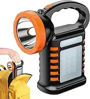 Work Light Rechargeable - Solar-Powered Rechargeable Flash Light with 3 Modes | 4000mAh Battery Survival Flashlight, Waterproof Multifunctional Camping Lantern for Outdoor