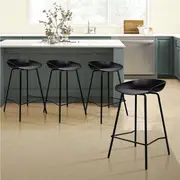 4x ALFORDSON Bar Stools Metal Footrest Black