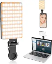 Portable Rechargeable Selfie Light with 80 LED, 3 Light Modes for iPhone, Android, Laptop, Tablet - Black (80 LED)