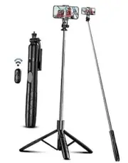 71" Phone Tripod & Selfie Stick, All A-[70.86Inch＆Reinforced Stability] Black