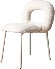 Dining Chairs Modern Boucle Dining Chairs, Kitchen & Dining Room Chairs, Backrest Upholstered Dining Chairs with Metal Legs Kitchen Chair(White)