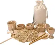 Sensory Bin Tools | Wooden Sensory Bin Tools | Wooden Bowls Scoop Toys for Transfer Work Fine | wàldorf Toys with A Tray, Scoops and Tongs for Transfer Work and Fine Motor Learning