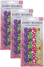 [3PK] Swosh Nail File Emery Boards for Nails, Professional Double Sided Nail File and Buffers for Women Girls Natural Acrylic Nails, Colorful