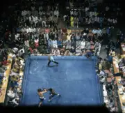 Bob Foster in action vs Mike Quarry during fight at Las Vega - 1972 Old Photo
