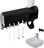 UV Toothbrush Holder - Toothbrush Sterilizer with Automatic Sensitive Toothpaste Dispenser - Wall Mounted No Drilling Rechargeable UV Toothbrush Cleaner for Home Brush Sterilizer