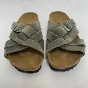 Birkenstock New with Box Lugano Faded Khaki Oiled Leather Narrow - Select Size