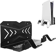 Wall Mount for PS5 - Accessories Playstation 5 Digital/Disc Edition Console Floating Shelf Behind TV, with 2 Detachable Controllers Holder Rack, Solid Metal Stand Kit, Easy Installation