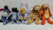 DISNEY-Five Mini Bean Bag two tiggers W/TAGS -pooh,and two eyores NO tag