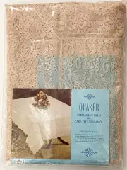 Vtg Quaker Lace Tablecloth ~ Blossom Time ~ Natural ~ 66x90 Rectangular ~ NIP