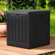 Water-proof Outdoor Storage Box 80L Garden Tool Shed Container Bench Seat Black