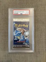 Pokemon Base Set Shadowless Blastoise Short Crimp Sealed Booster Pack PSA 8 NR!