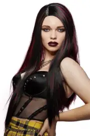Manic Panic Vampire’s Kiss Super Vixen Wig Heat Styleable Halloween Black Red Wi