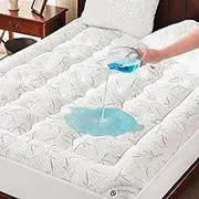 PRIMESOFT Twin XL Size Mattress Topper,Thick Pillow Top Mattress Pad，Up to 21 Inch Deep Pocket,Soft Breathable Mattress Pad for Back Pain, Waterproof Protector Cover(White)