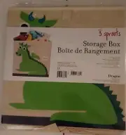 3 Sprouts Children's Foldable Fabric Storage Cube Box Soft Toy Bin, Green Dragon