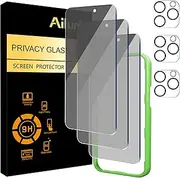 Ailun 3Pack Privacy Screen Protector for iPhone 16 Pro [6.3 inch]+3Pack Camera Lens Protector,Dynamic Island Compatible,Anti Spy Tempered Glass[9H Hardness]- HD