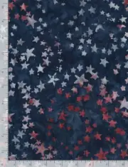 Batik Fabric Patriotic Stars Cotton Tonga Freedom Timeless Treasures 1.1 Yards