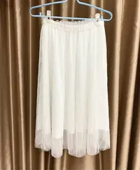 在飛比找Yahoo!奇摩拍賣優惠-AEVEA專櫃。特殊直條紋網紗白色紗裙