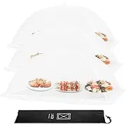 Lauon Extra Large Food Cover, 3 Jumbo (40"X23.7"), White Mesh Plate Serving Tents, Pop-Up Umbrella Screen Tents, Patio Net for Outdoor Camping, Picnics, Parties, BBQ, Collapsible and Reusable
