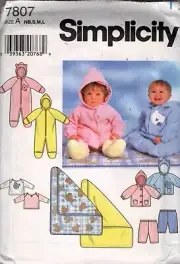 Romper Jacket Pants Blanket Sewing Pattern Simplicity 7807 Infants NB,S,M,L