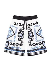 Dolce & Gabbana Kids Printed Cotton-poplin Shorts (8-13 Years) - Blue - 12Y+ (13 Years) 12Y+ (13 years)