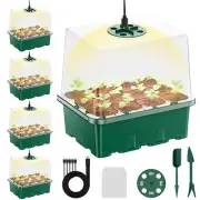 Seed Starter Tray with Grow Light 5 Pack 60 Cells Humidity Dome