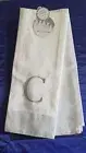 ARCTIC HOLIDAY "SILVER C" INITIAL SET OF 2 KITCHEN TOWELS - White/Silver