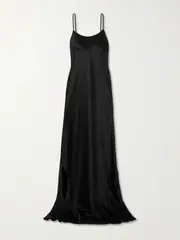 [ÉTERNE] ÉTERNE - Eve Open-back Stretch-silk Maxi Dress - Black - small small Black